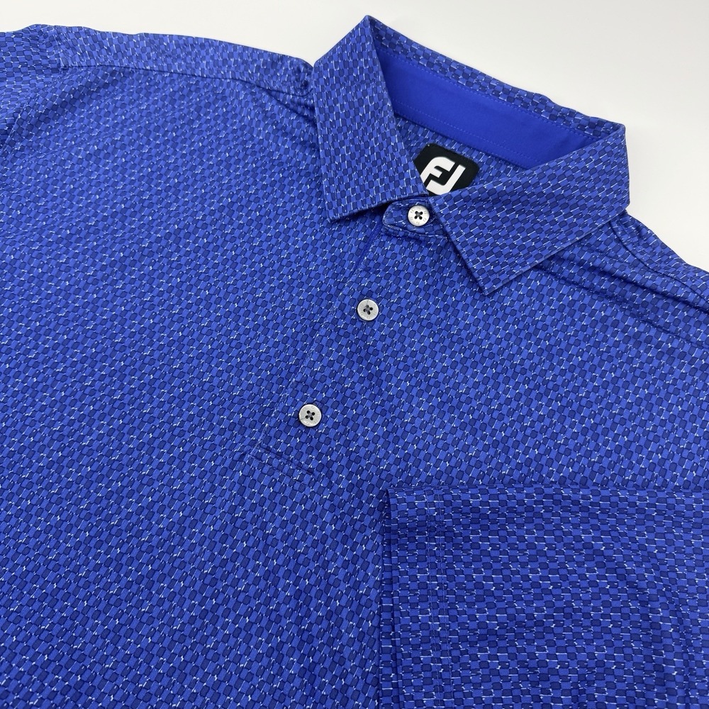 FootJoy Polo Shirt Mens XL Blue Geometric Performance Stretch Golf *Spot
